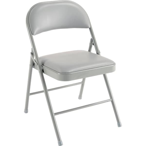 Global Industrial Vinyl Seat Folding Chair, Gray 607863GY - main